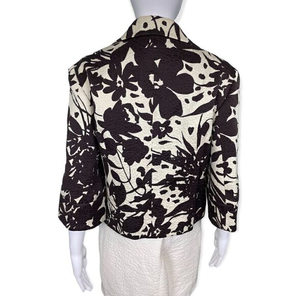 Lafayette 148 Brown & White Floral Jacket, size 8 - EUC - Picture 2 of 7